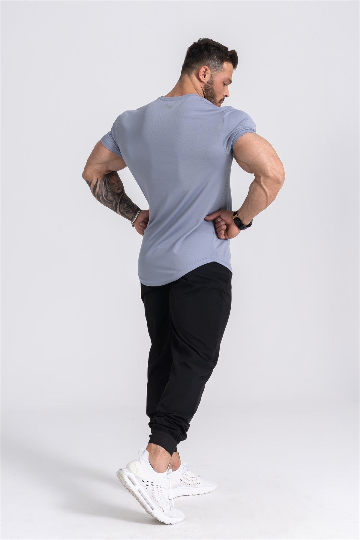 Gymwolves Pro Air Erkek Spor T-Shirt | Workout Tanktop | Never Give Up | Açık Gri | Pro Serisi |