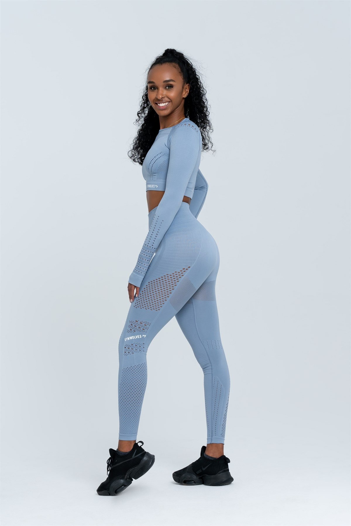 Gymwolves Dikişsiz Spor Tayt | Seamles Leggings | Açık Mavi | Aktive Power Serisi |