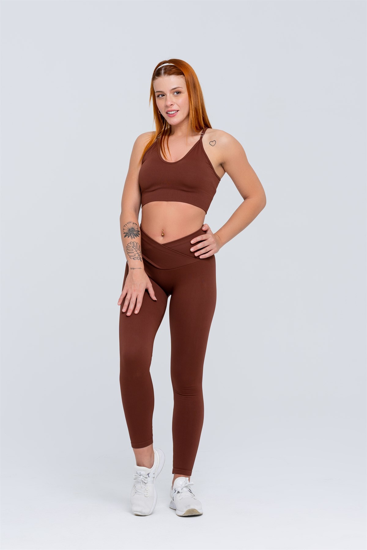 Gymwolves Dikişsiz Spor Sütyeni | Kahverengi | Seamles Bras | Fitilli Model |