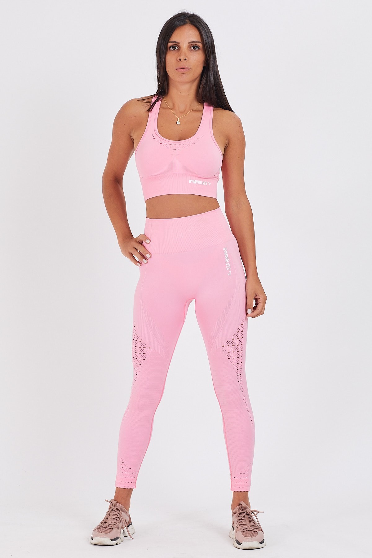 Gymwolves Dikişsiz Spor Tayt | Seamles Leggings | Pembe | Motive Serisi |