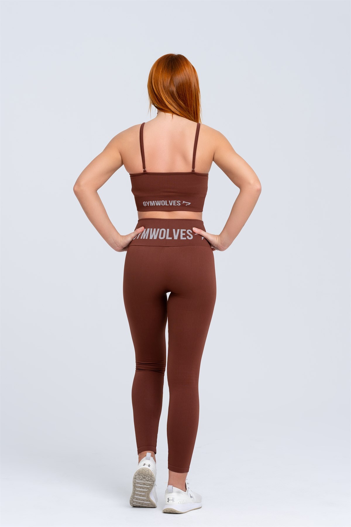 Gymwolves Dikişsiz Spor Sütyeni | Kahverengi | Seamles Bras | Fitilli Model |