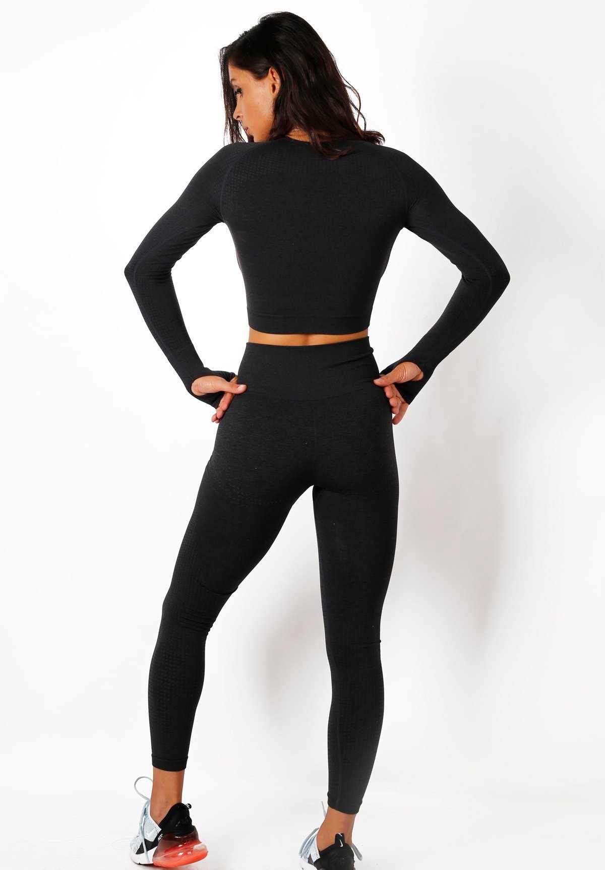Gymwolves Kadın Uzun Kollu Dikişsiz Spor Tişört | Crop Tops | Açık Gri | Activated Serisi |