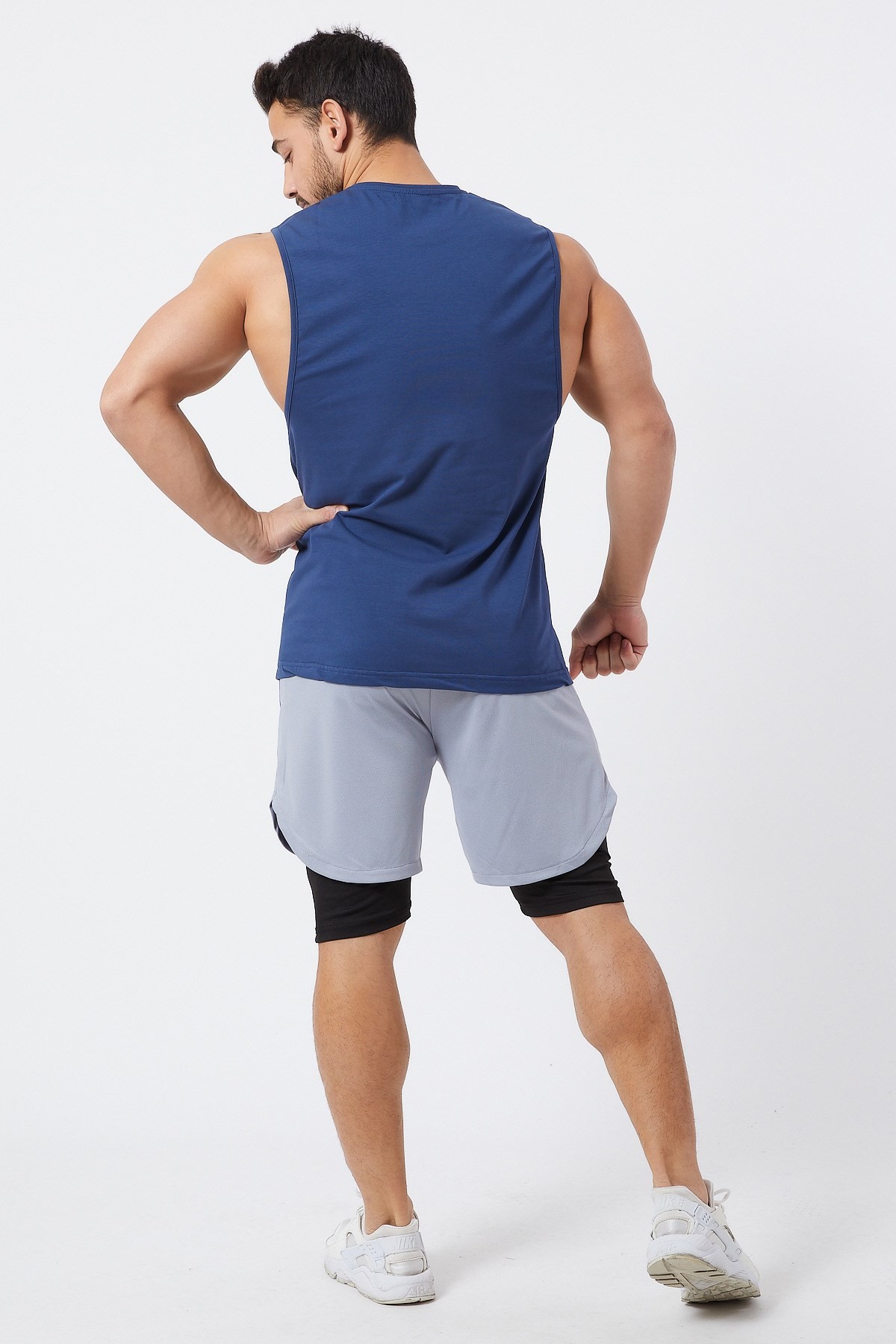 Gymwolves Erkek Kolsuz T-Shirt | Erkek Spor T-shirt | İndigo | Workout Tanktop |