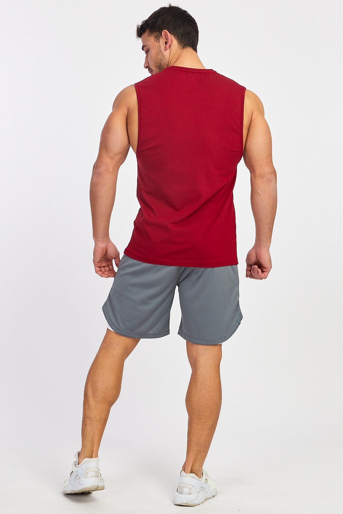 Gymwolves Erkek Kolsuz T-Shirt | Erkek Spor T-shirt | Bordo | Workout Tanktop |