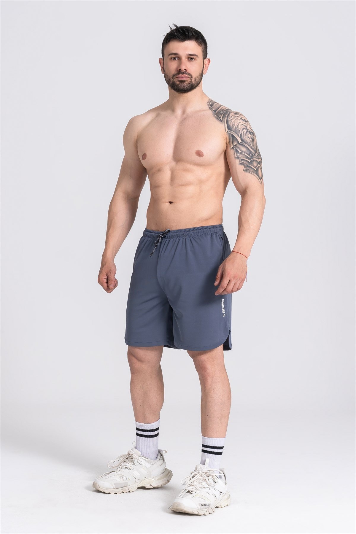 Gymwolves Erkek Spor Şort Çift Katmanlı | Dark Gray | Comfortable Serisi |