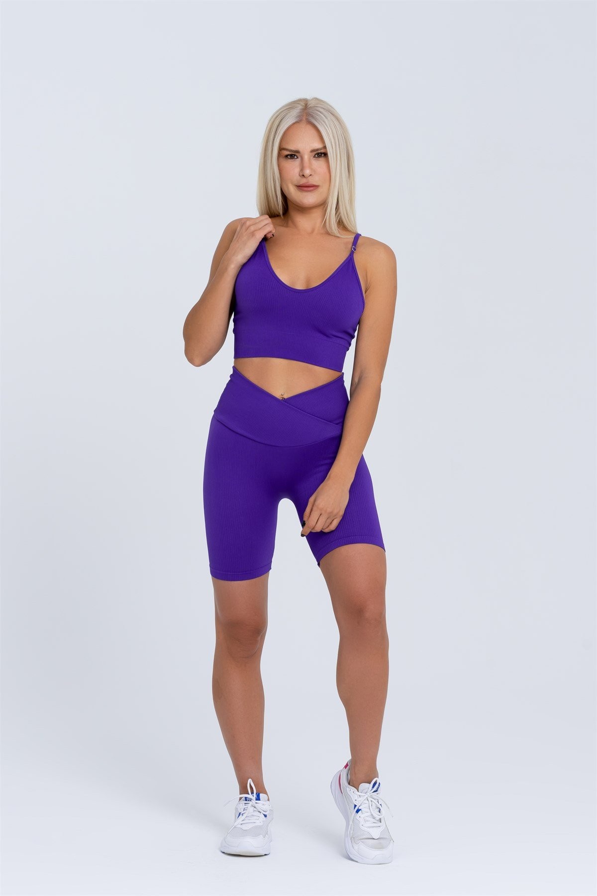 Gymwolves Dikişsiz Spor Sütyeni | Mor | Seamles Bras | Fitilli Model |