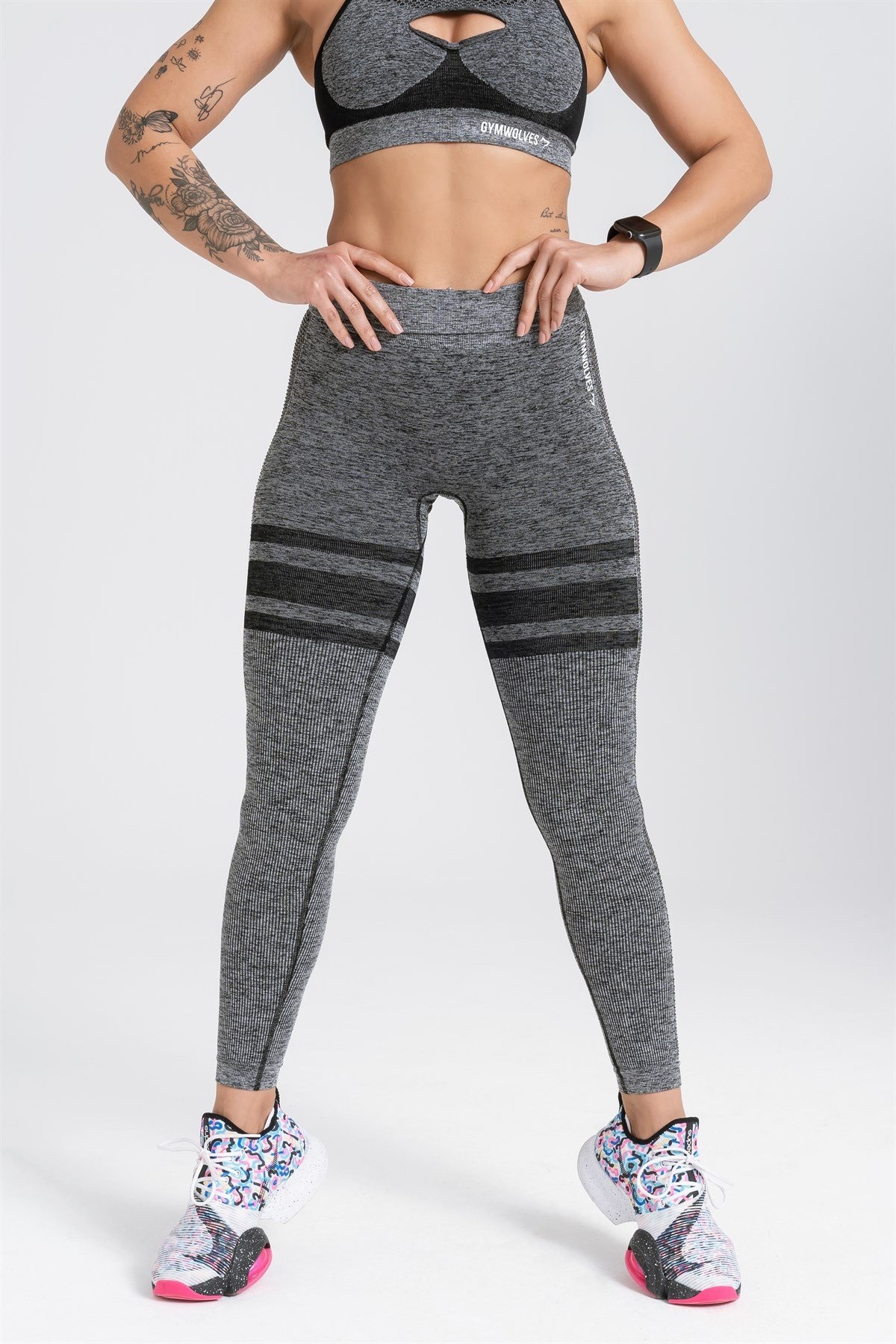 Gymwolves Dikişsiz Spor Tayt | Seamles Leggings | Siyah | Queen Serisi |