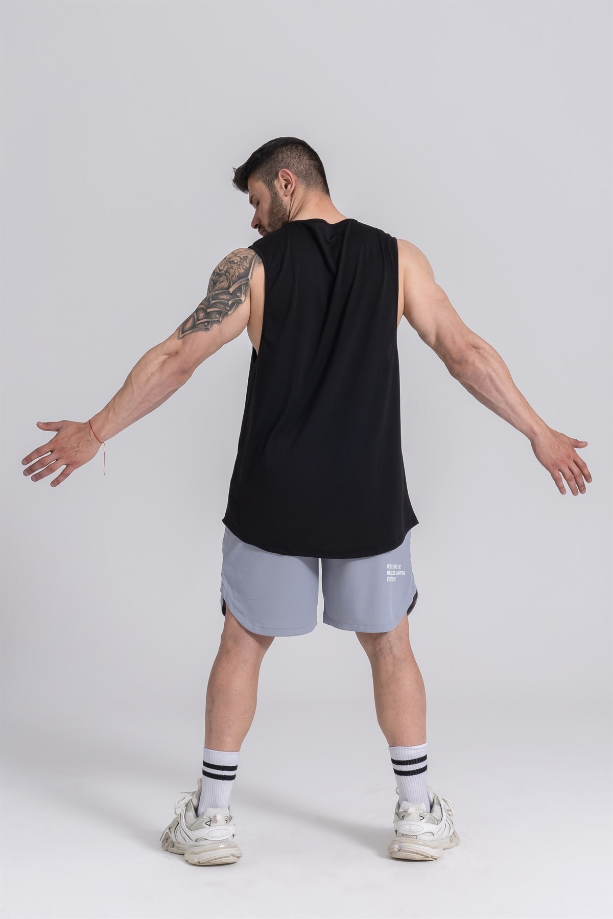 Gymwolves Erkek Kolsuz T-Shirt | Erkek Spor T-shirt | Siyah | Workout Tanktop |