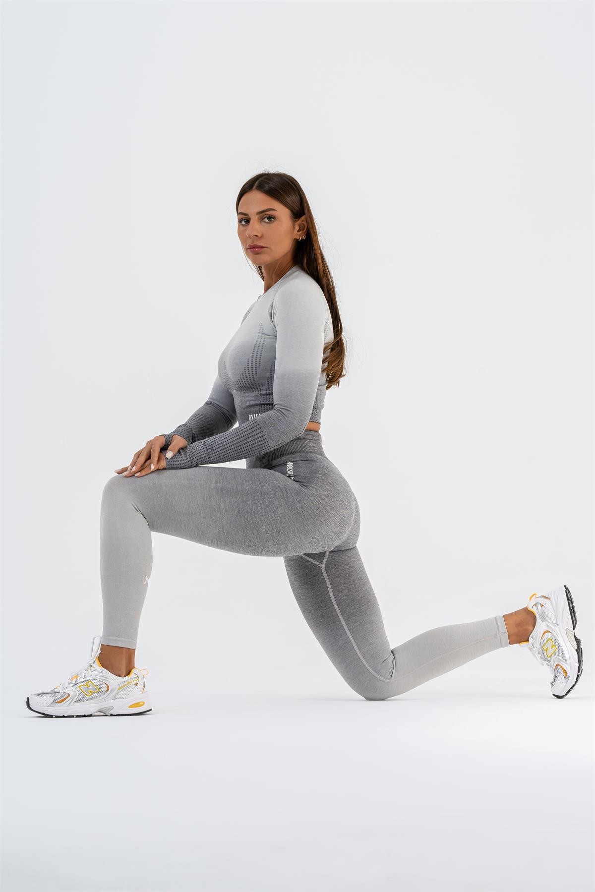Gymwolves Dikişsiz Spor Tayt | Gri | Seamles Leggings | Ombre Serisi |