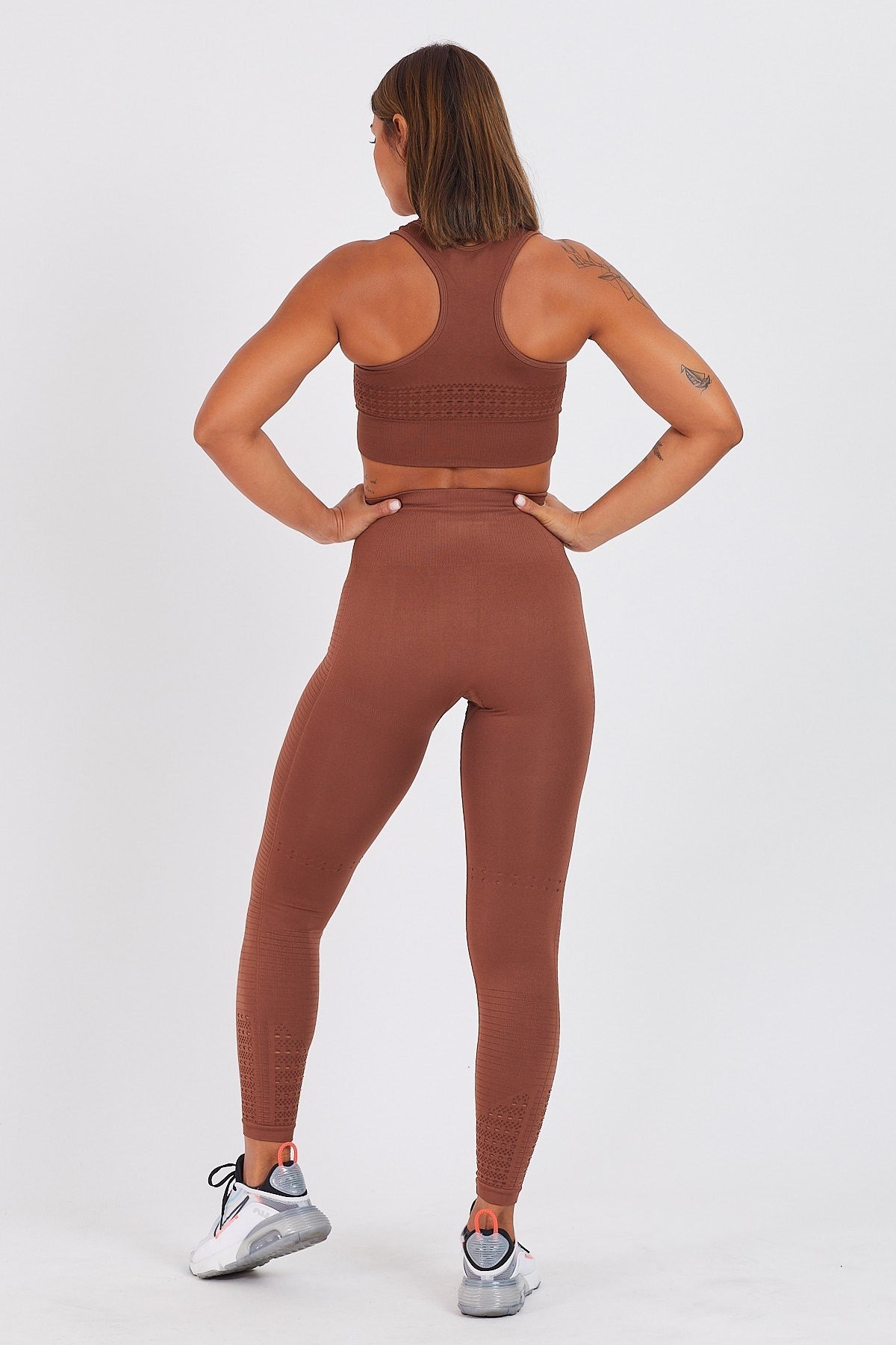 Gymwolves Dikişsiz Spor Tayt | Seamles Leggings | Kahverengi | Motive Serisi |