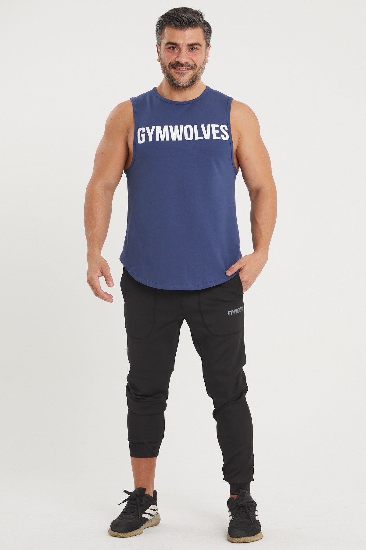Gymwolves Erkek Kolsuz T-Shirt | Erkek Spor T-shirt | İndigo | Workout Tanktop |