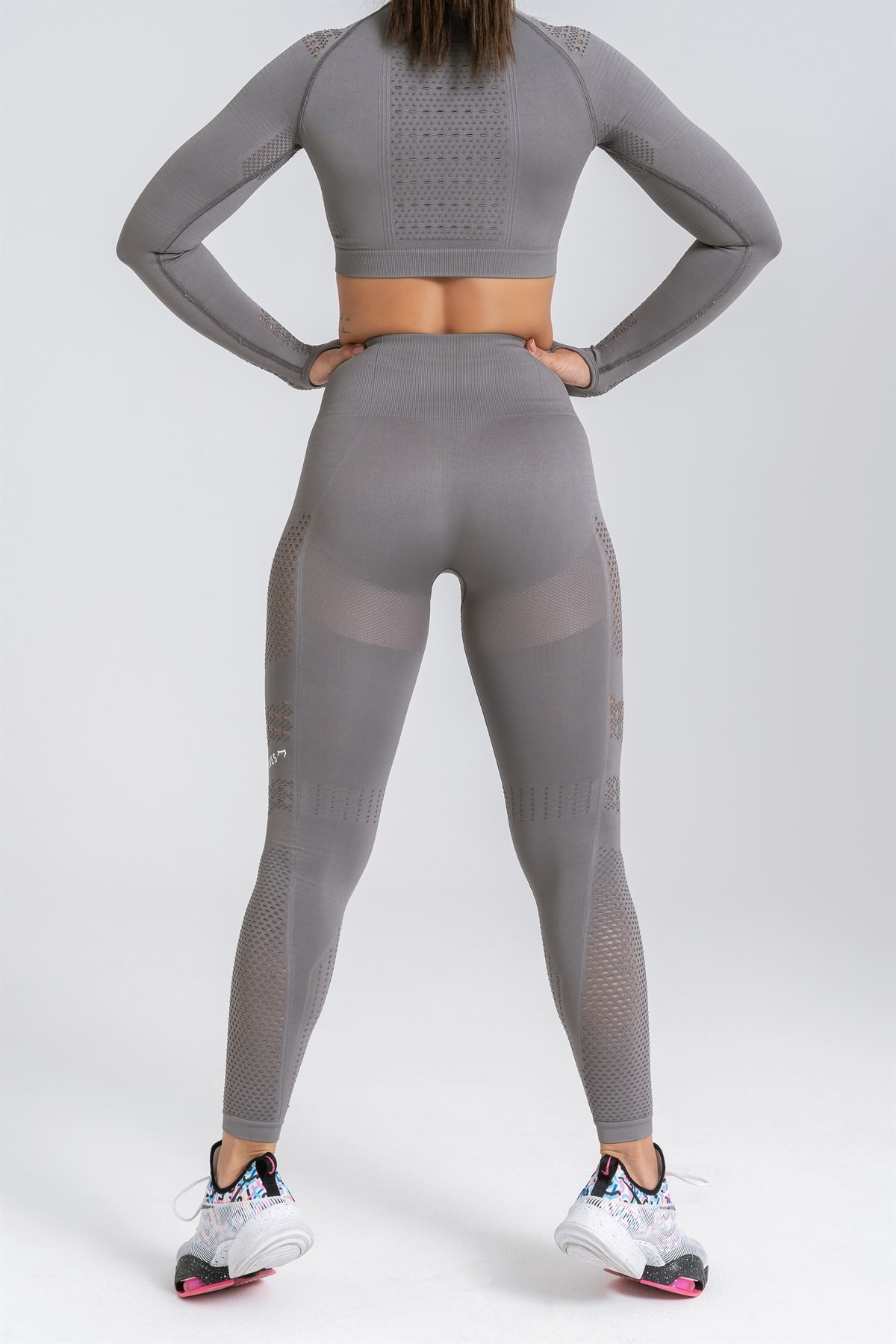 Gymwolves Dikişsiz Spor Tayt | Seamles Leggings | Füme | Aktive Power Serisi |