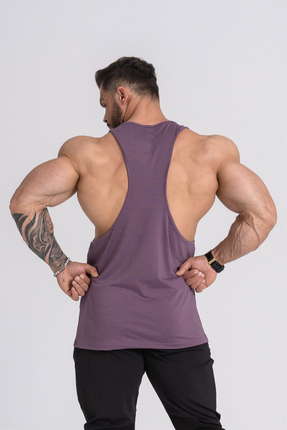 Gymwolves Spor Atleti | Stringer | Mor | Workout Tanktop | Comfortable Serisi