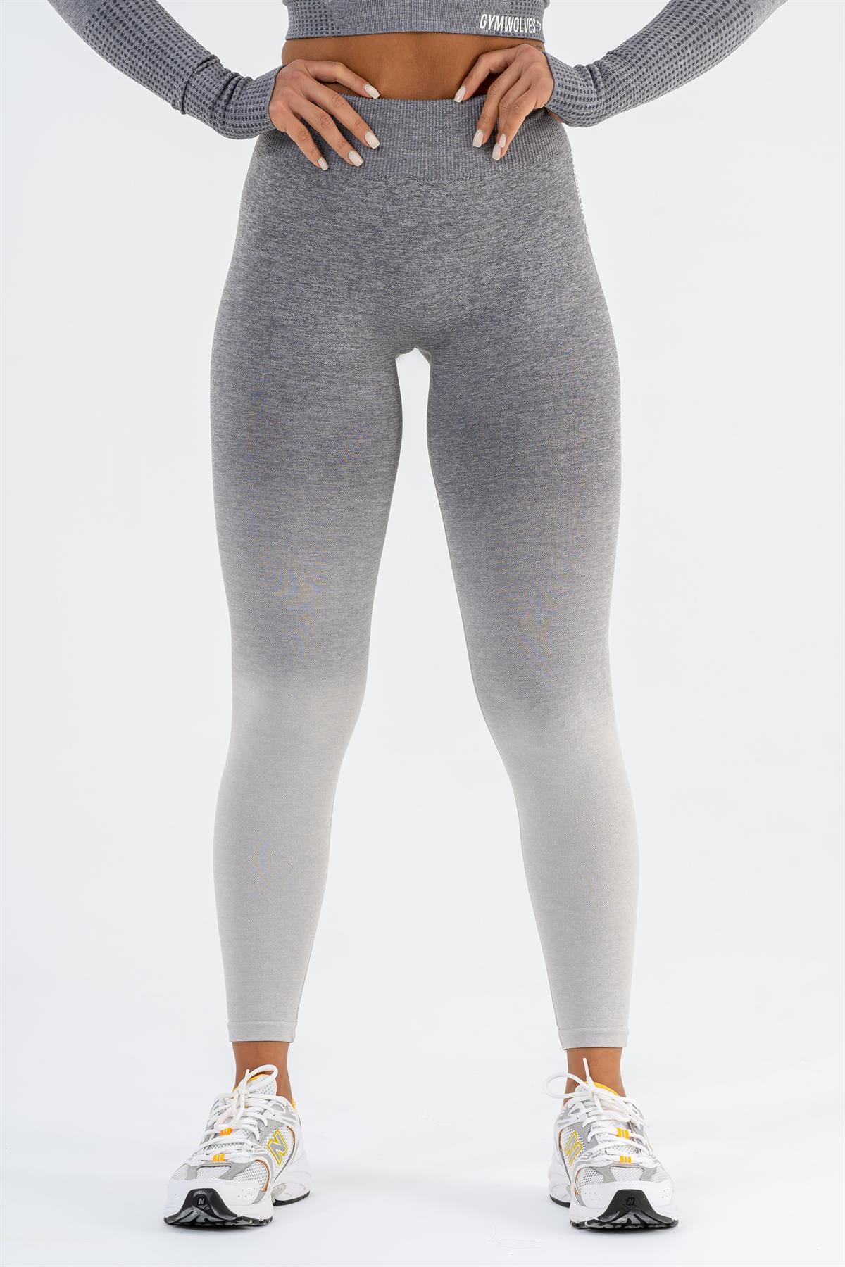 Gymwolves Dikişsiz Spor Tayt | Gri | Seamles Leggings | Ombre Serisi |