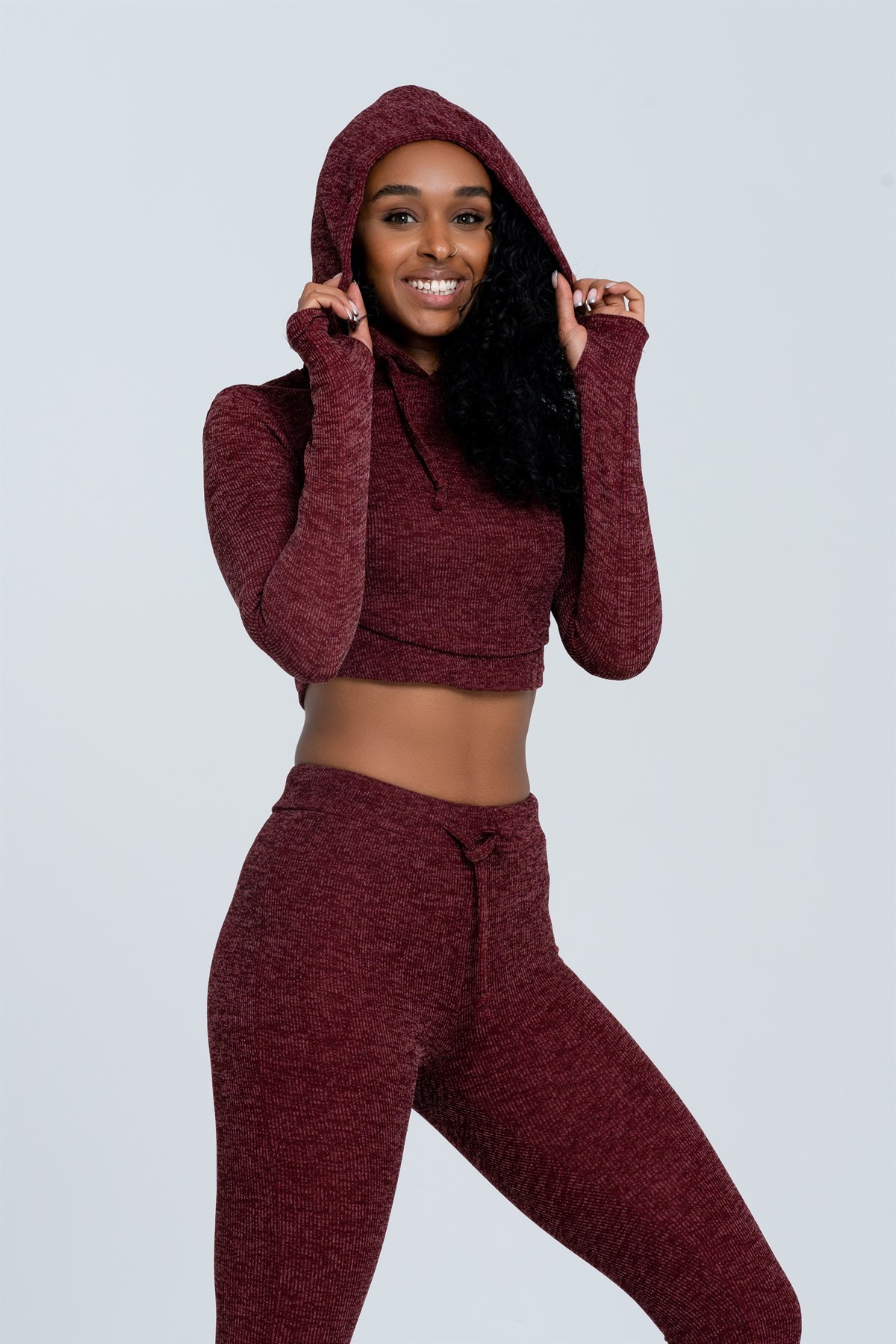 Gymwolves Kadın Eşofman Takımı 3 lü Set | Kırmızı | Bra | Hoodie | Bottom |