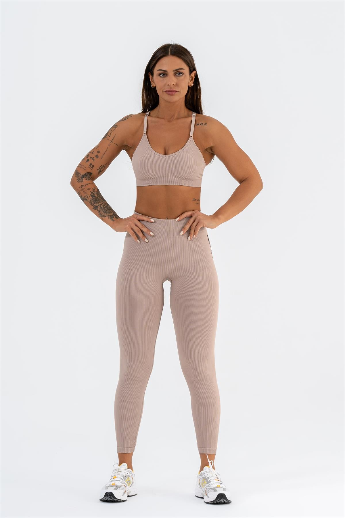 Gymwolves Dikişsiz Spor Tayt | Pudra | Seamles Leggings | İnce Fitilli |