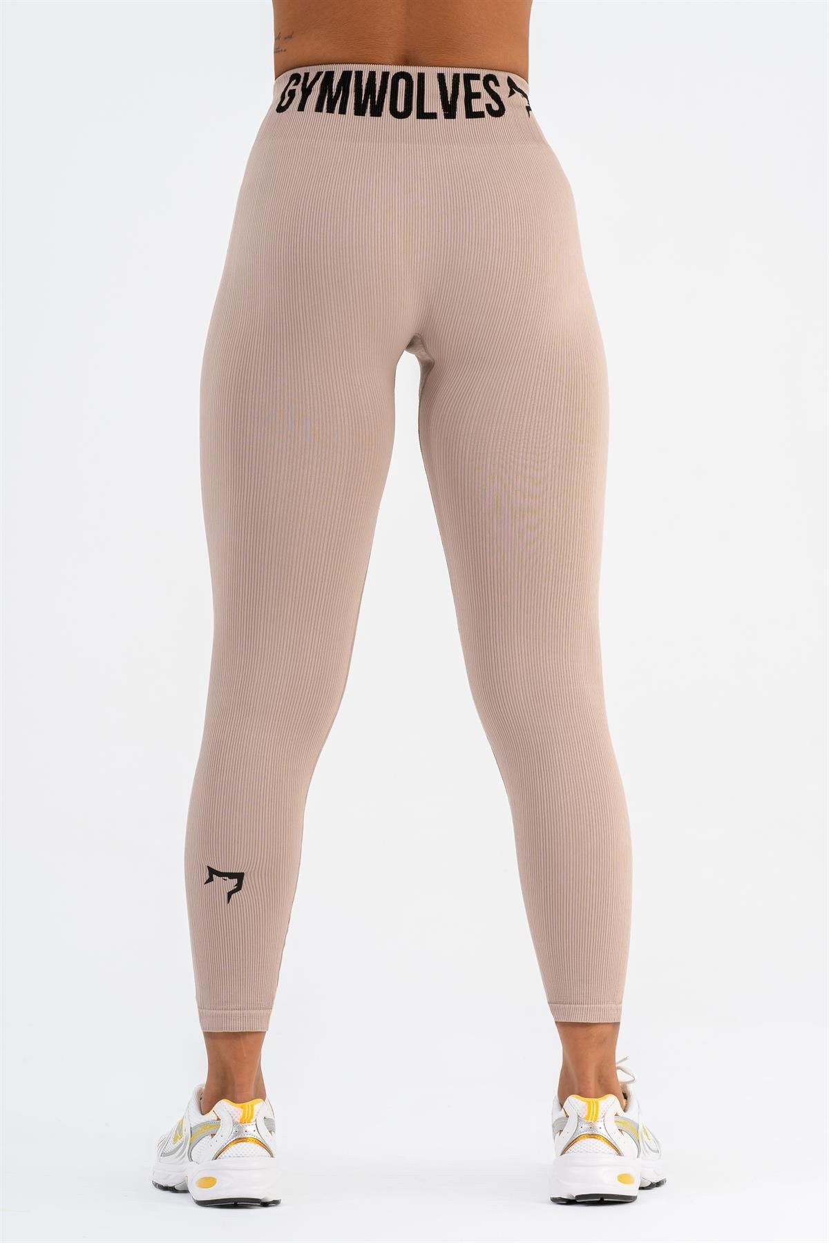 Gymwolves Dikişsiz Spor Tayt | Pudra | Seamles Leggings | İnce Fitilli |