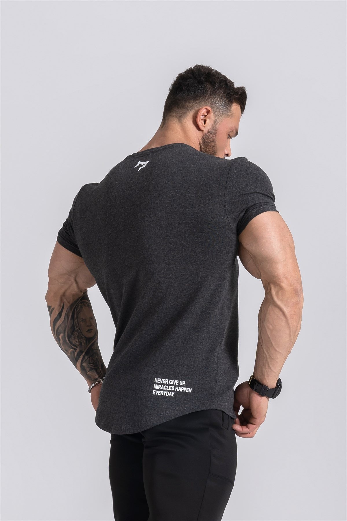 Gymwolves  Erkek Spor T-Shirt  | Siyah Melanj | Workout Tanktop |