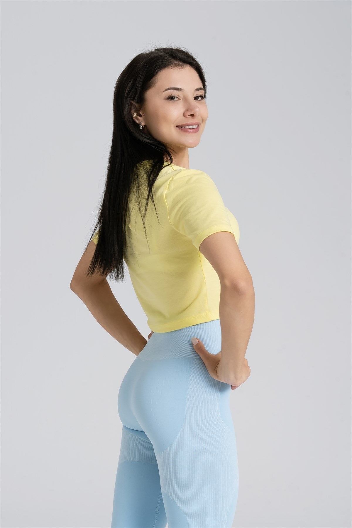 Gymwolves Kadın Body Crop Tops | Sarı | Cotton Serisi |