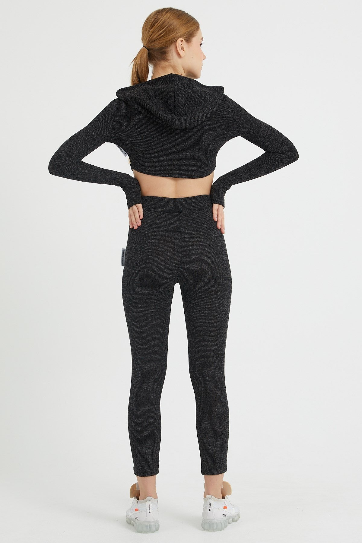 Gymwolves Kadın Eşofman Takımı 3 lü Set | Siyah | Bra | Hoodie | Bottom |