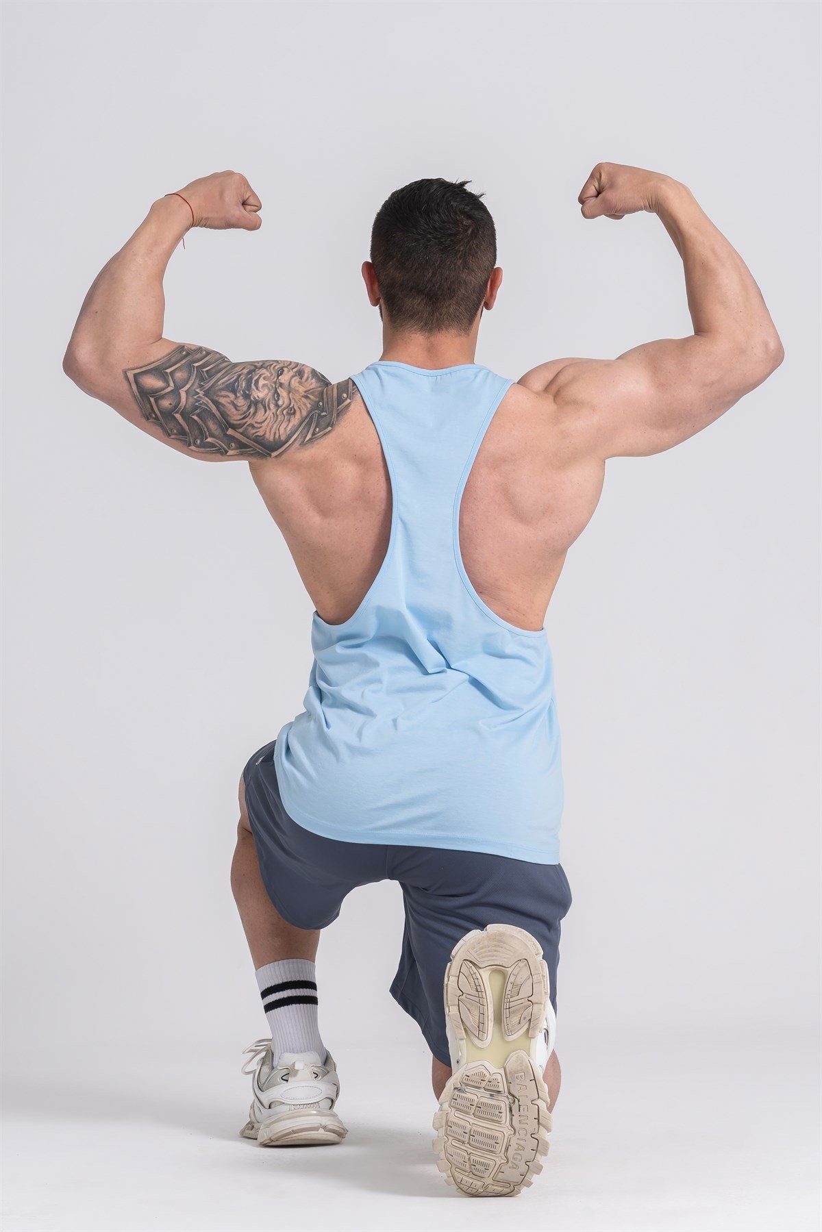 Gymwolves Erkek Spor Atleti İnce Askılı | Stringer | Light Blue | Workout Tanktop |