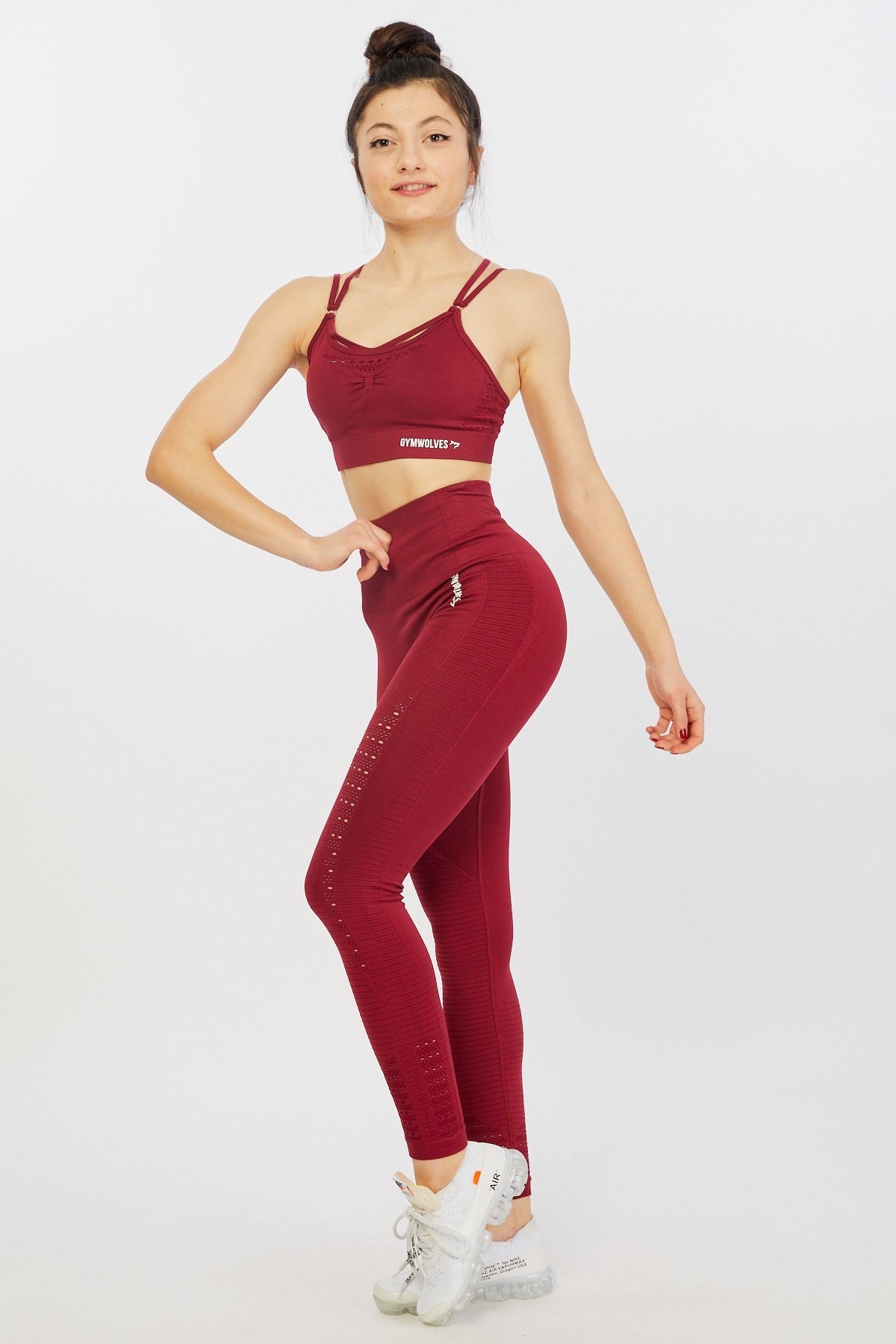 Gymwolves Dikişsiz Spor Tayt | Seamles Leggings | Bordo | Motive Serisi |