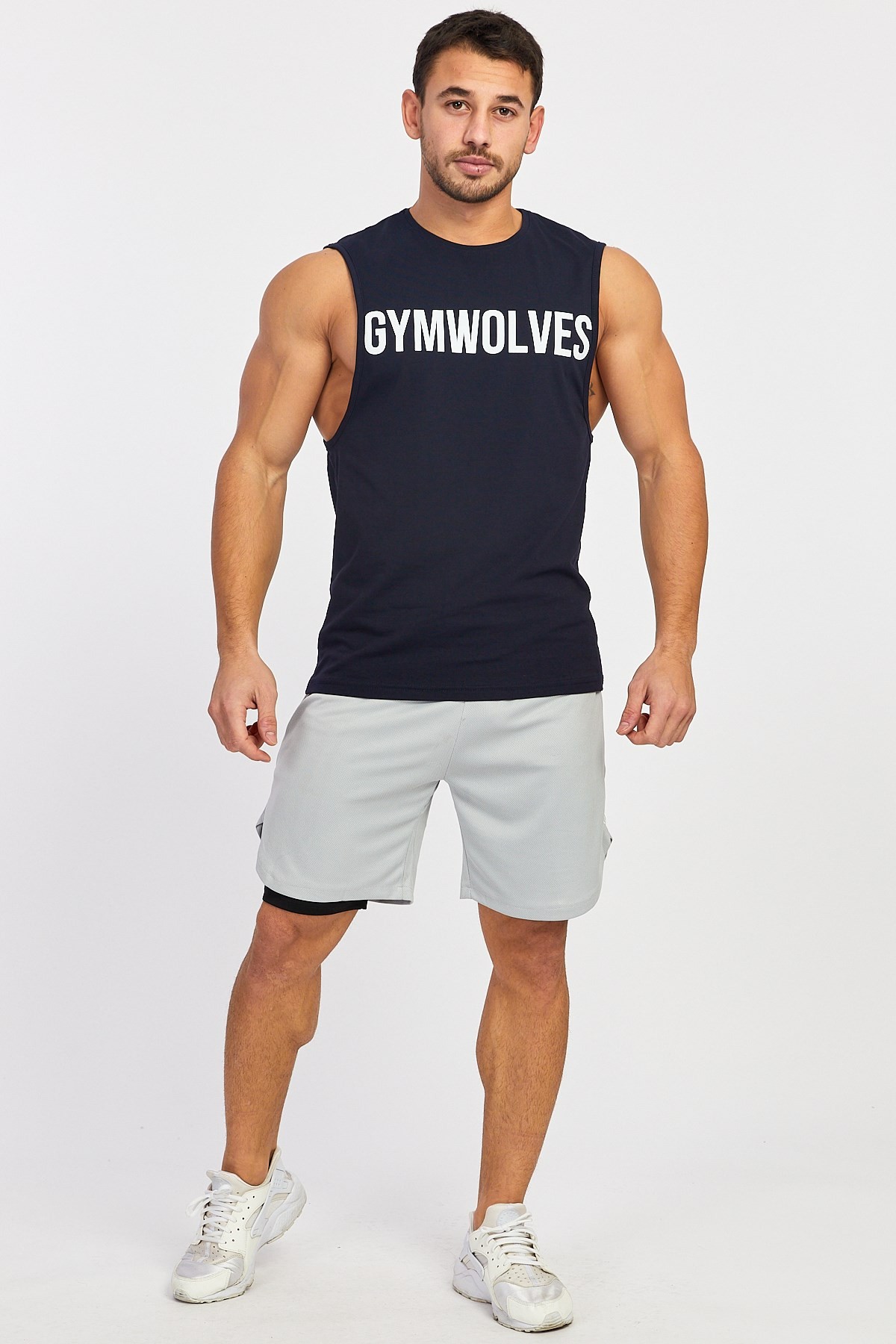 Gymwolves Erkek Kolsuz T-Shirt | Erkek Spor T-shirt | Lacivert | Workout Tanktop |
