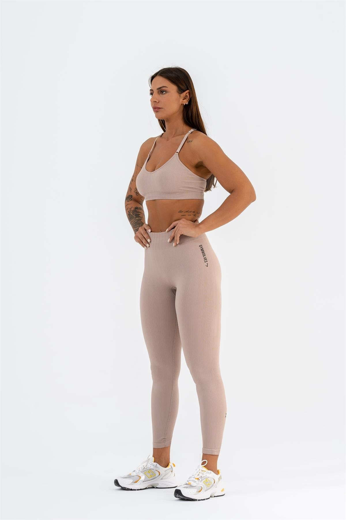 Gymwolves Dikişsiz Spor Sütyeni | Pudra | Seamles Bras | İnce Fitilli Model |