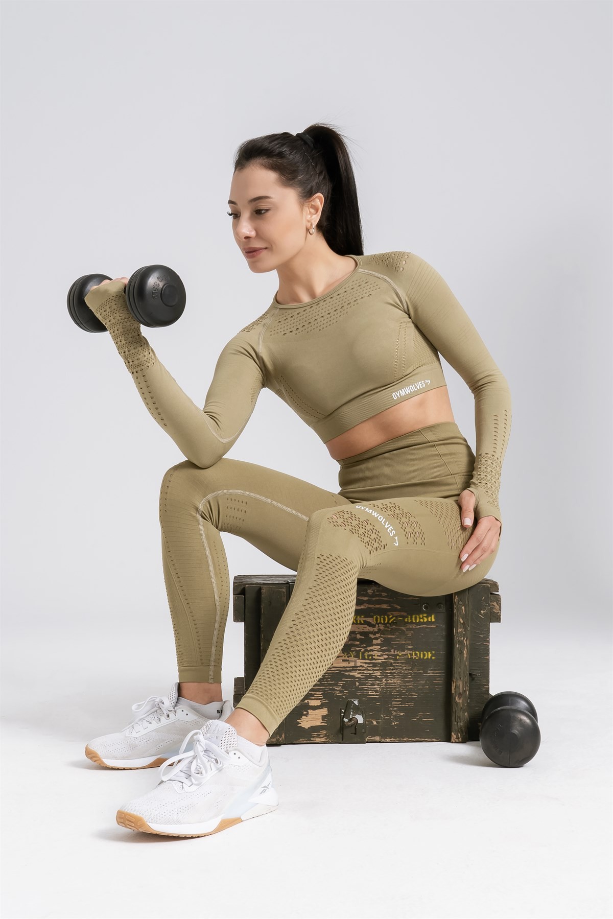 Gymwolves Dikişsiz Spor Tayt | Seamles Leggings | Yeşil | Aktive Power Serisi |