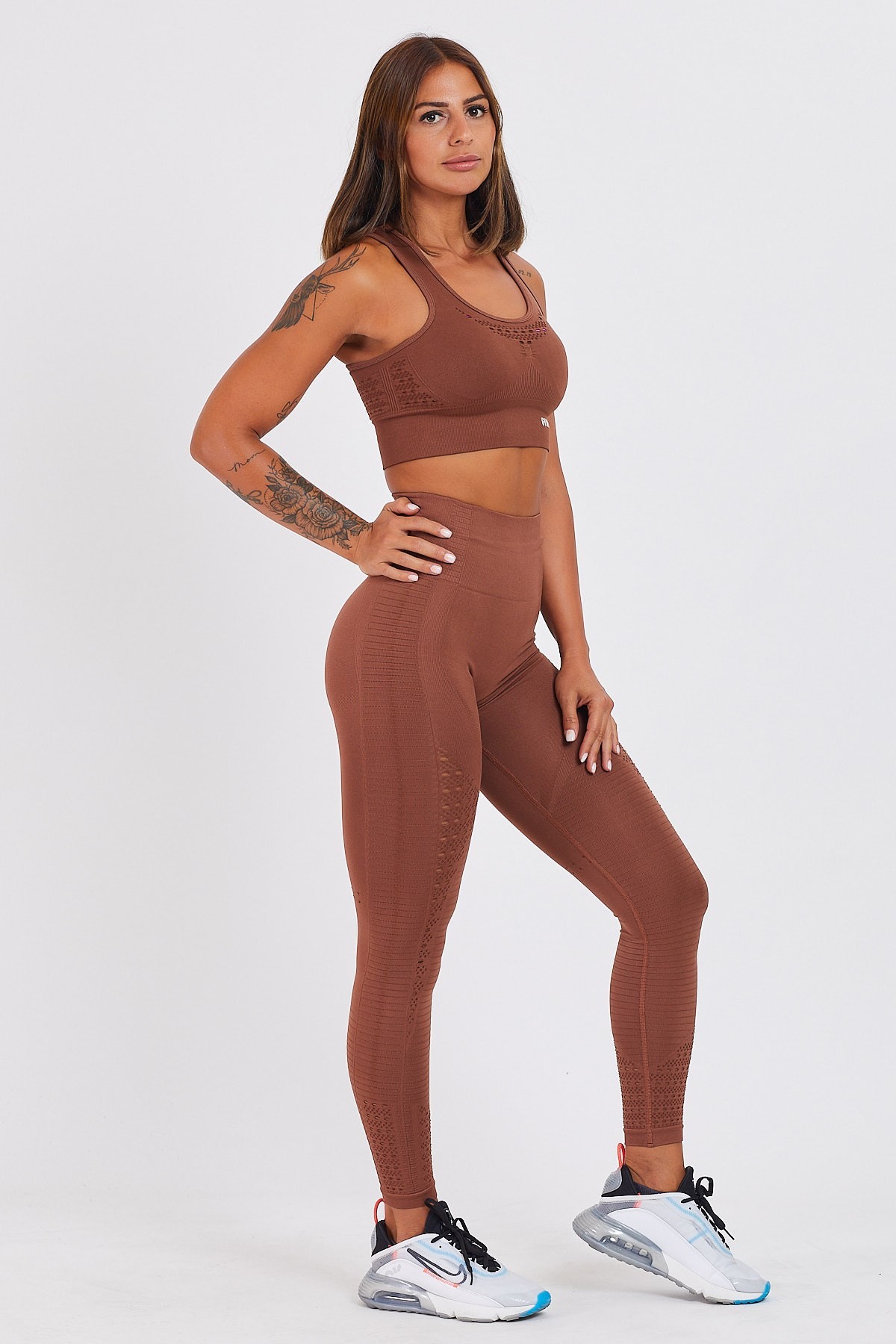 Gymwolves Dikişsiz Spor Tayt | Seamles Leggings | Kahverengi | Motive Serisi |