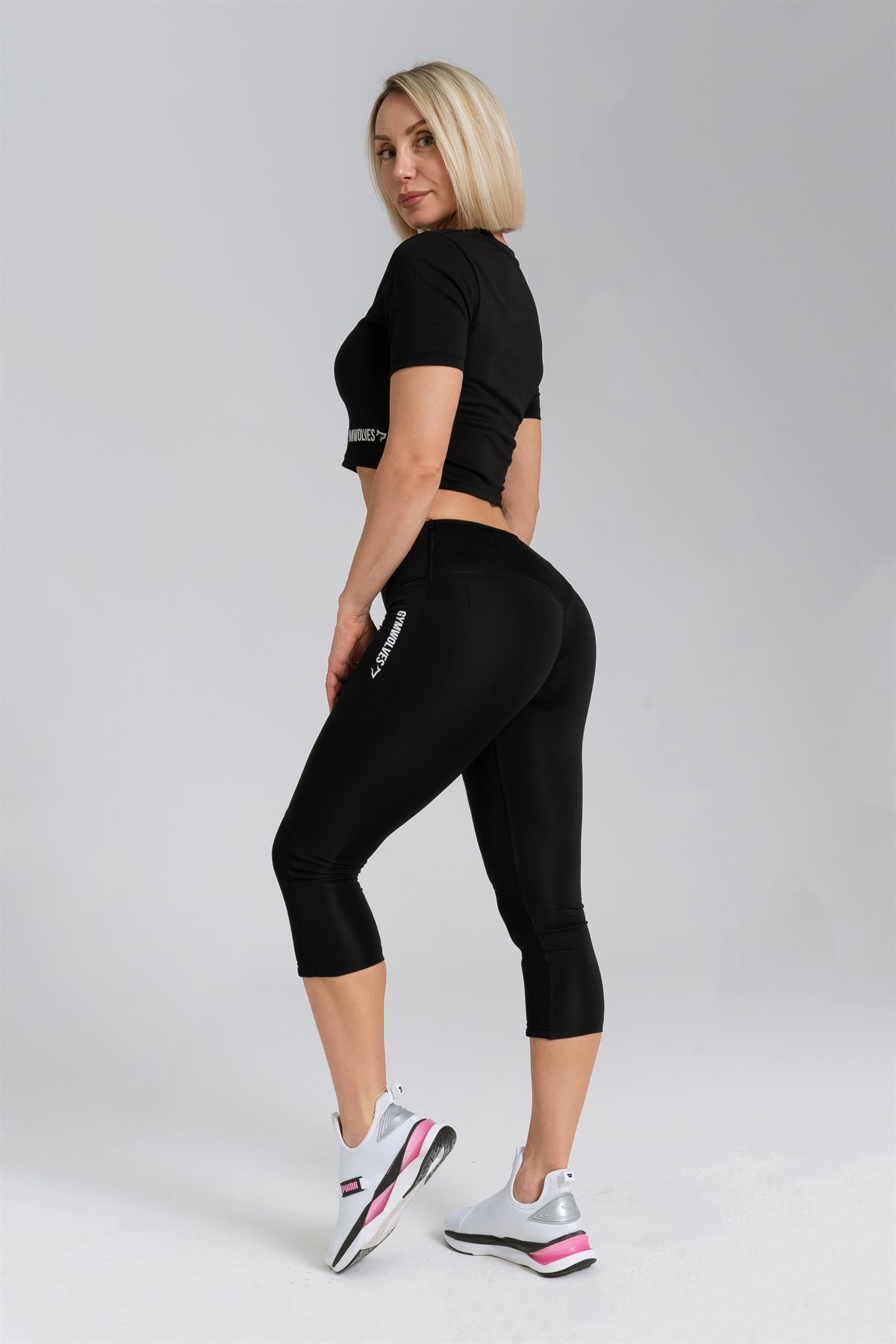 Gymwolves Kadın Body Crop Tops | Siyah | Cotton Serisi |