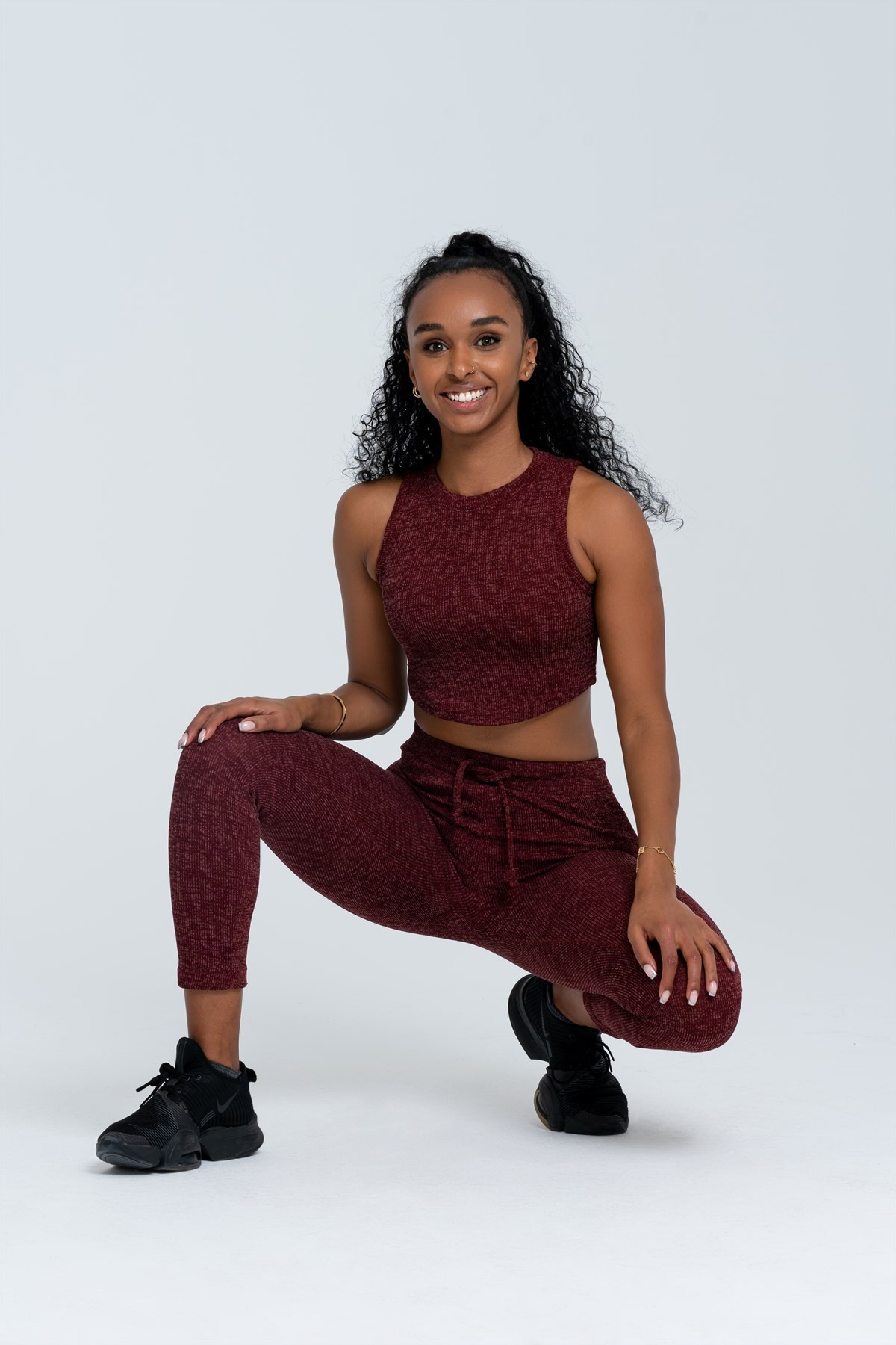 Gymwolves Kadın Eşofman Takımı 3 lü Set | Kırmızı | Bra | Hoodie | Bottom |