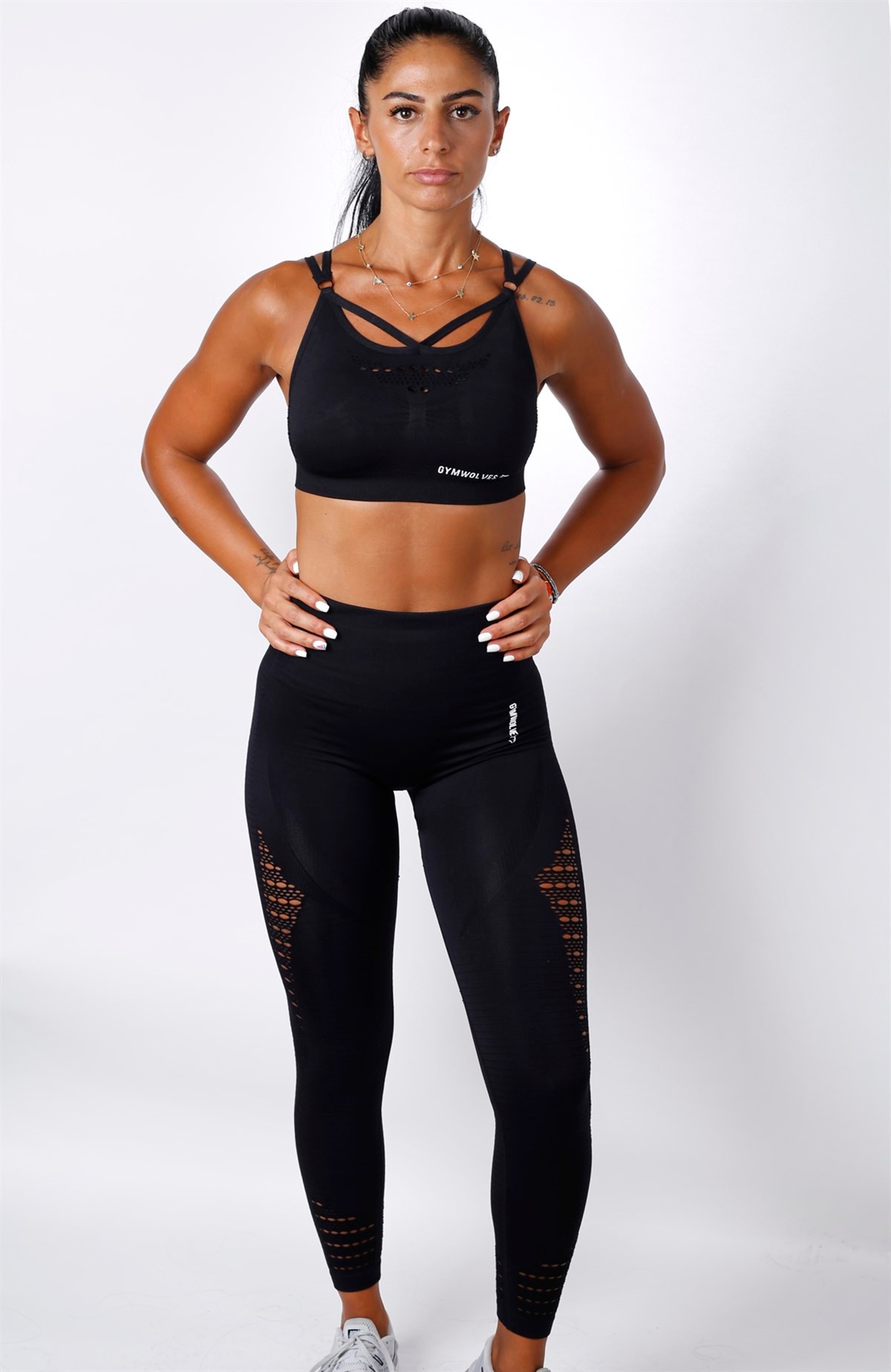 Gymwolves Dikişsiz Spor Tayt | Seamles Leggings | Siyah | Motive Serisi |