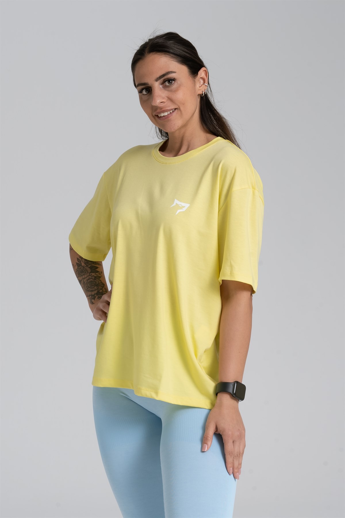 Gymwolves Oversize Kadın T-Shirt | Sarı | Cotton Serisi |