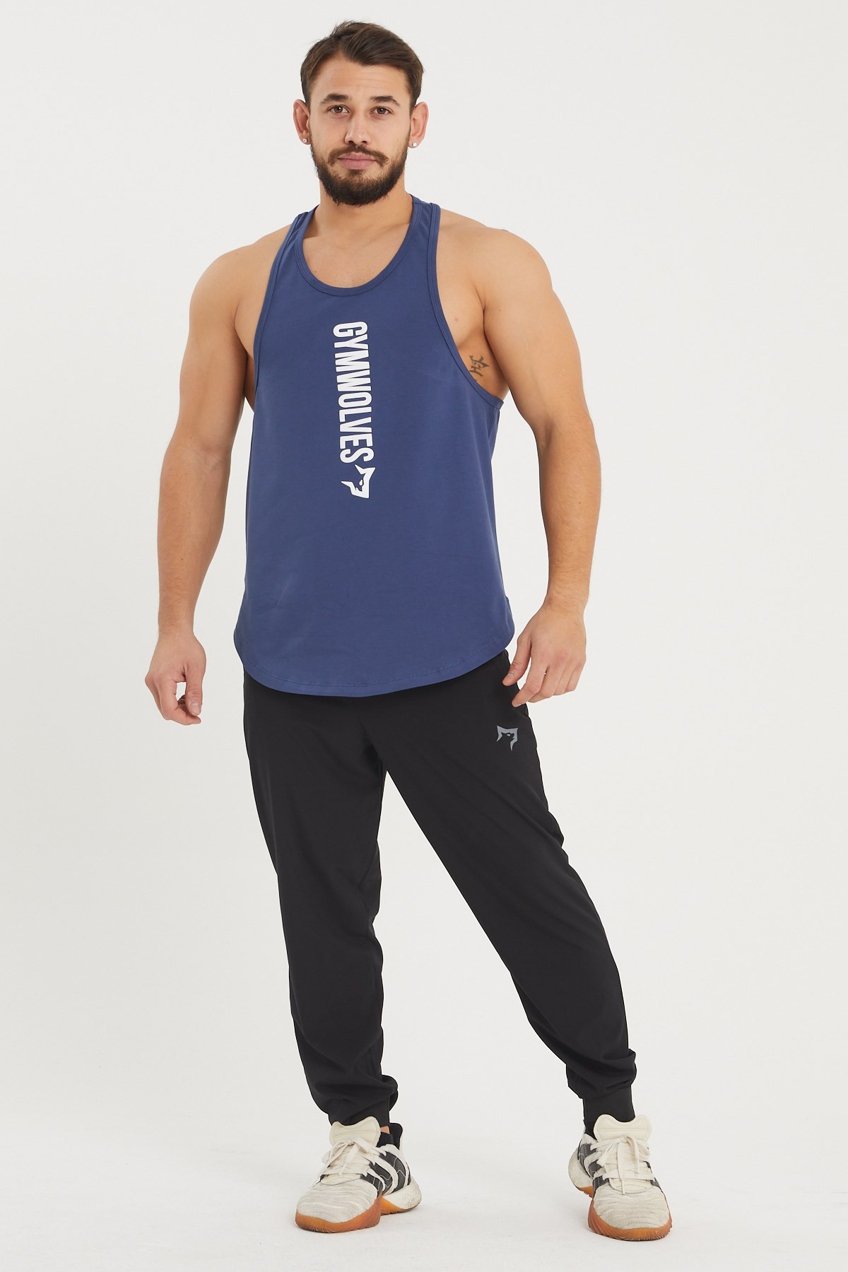 Gymwolves Spor Atleti | Stringer | Workout Tanktop | İndigo | Comfortable Serisi