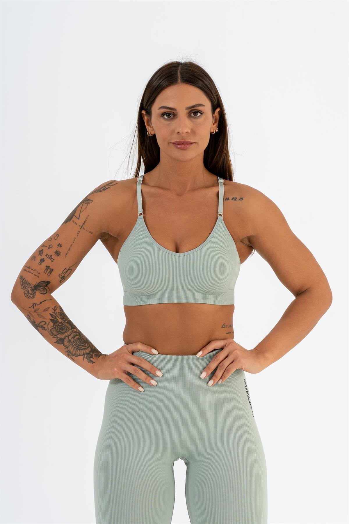 Gymwolves Dikişsiz Spor Sütyeni | Mint | Seamles Bras | İnce Fitilli Model |