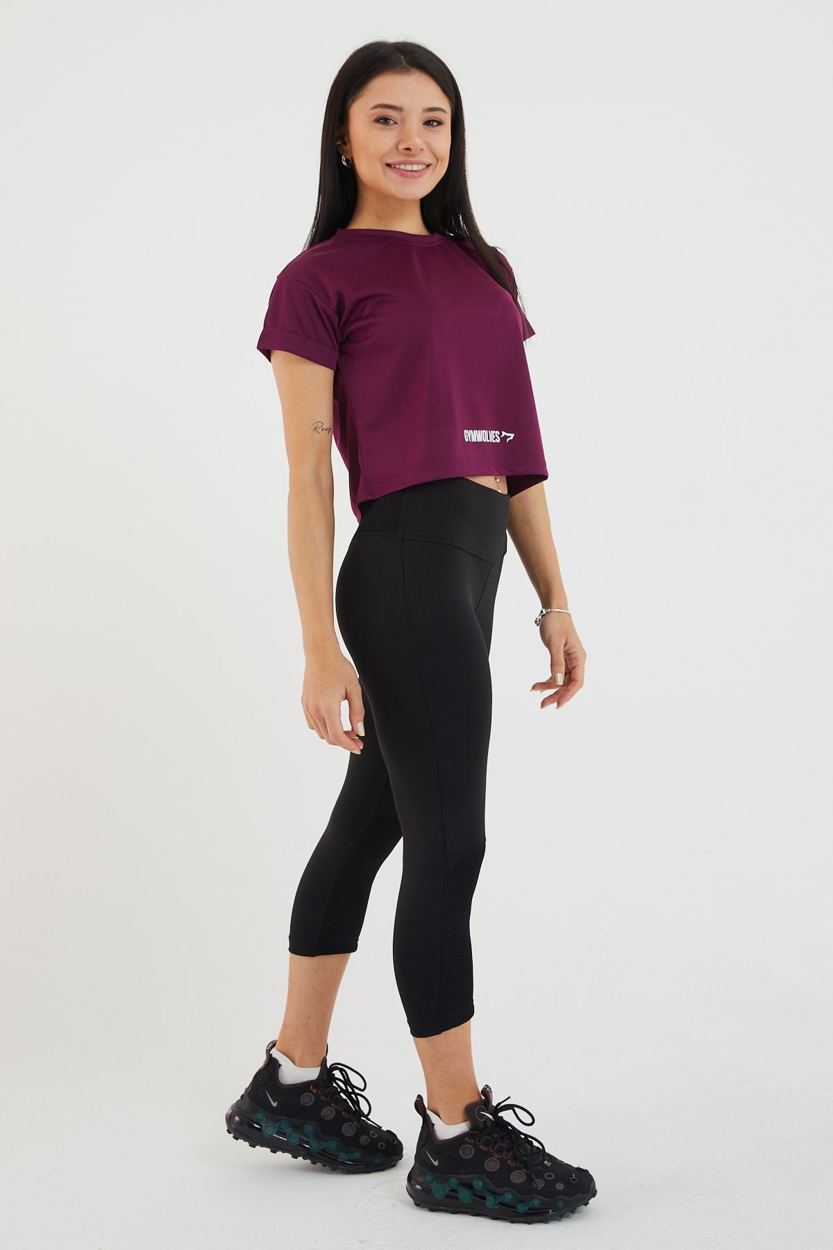 Gymwolves Kadın T-Shirt Crop | Mürdüm | Spor Tshirt |