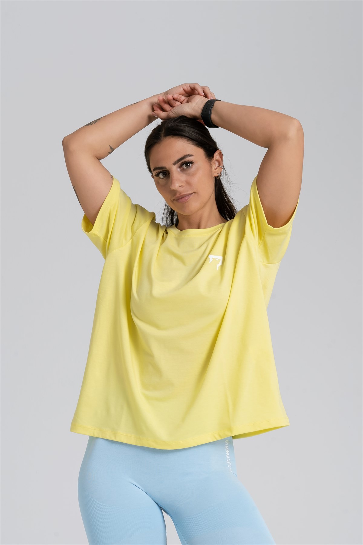 Gymwolves Oversize Kadın T-Shirt | Sarı | Cotton Serisi |