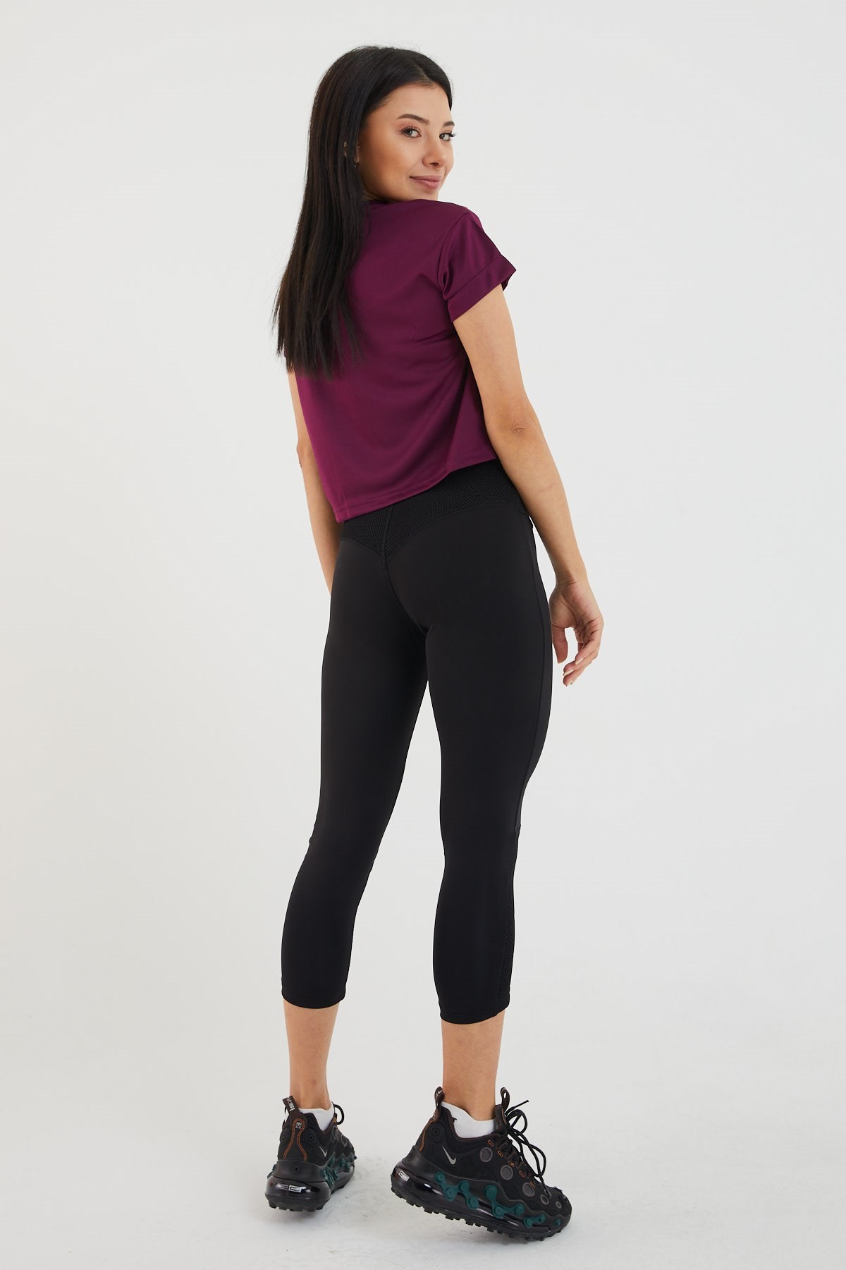 Gymwolves Kadın T-Shirt Crop | Mürdüm | Spor Tshirt |