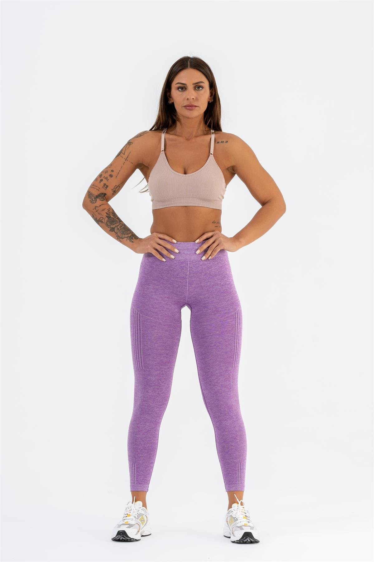 Gymwolves Dikişsiz Spor Tayt | Seamles Leggings | Mor | Enerji Serisi |