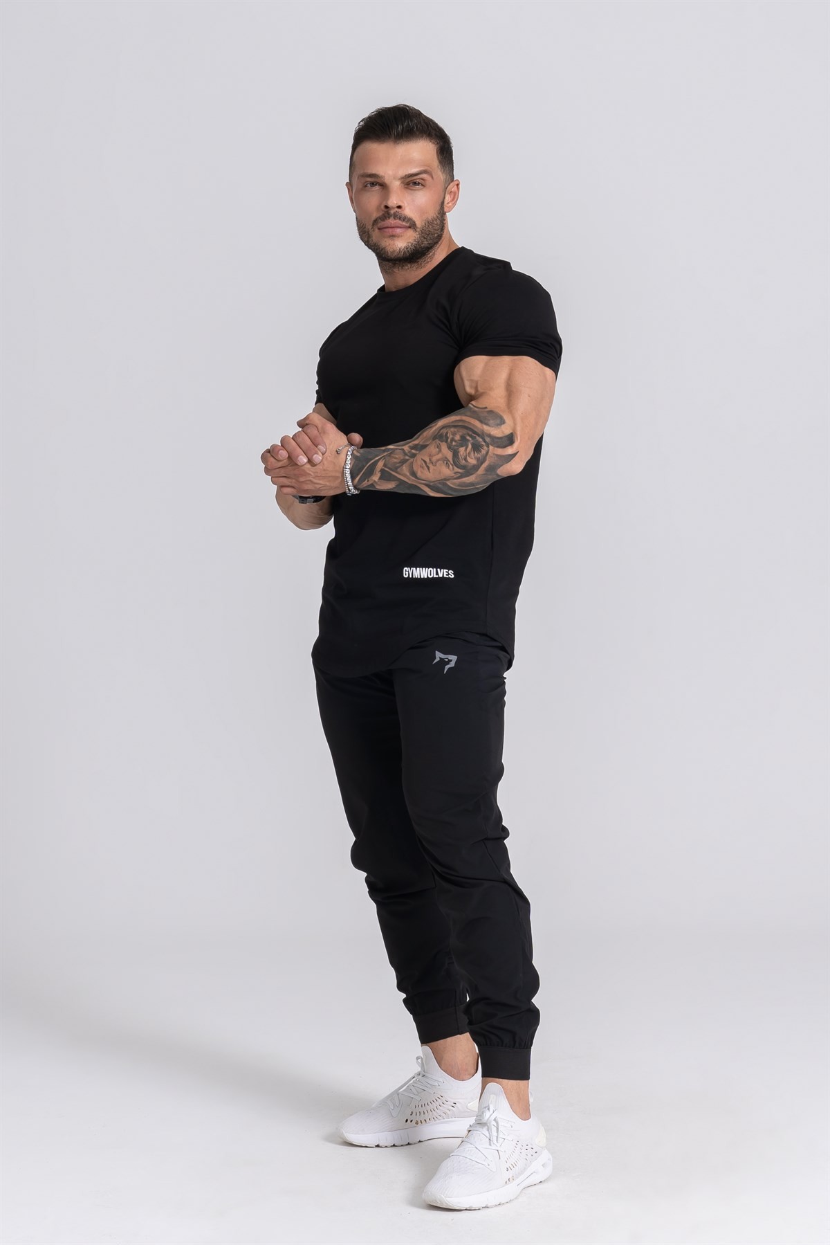 Gymwolves Erkek Spor T-Shirt | T-shirt | Workout Tanktop | Siyah | Never Give Up |