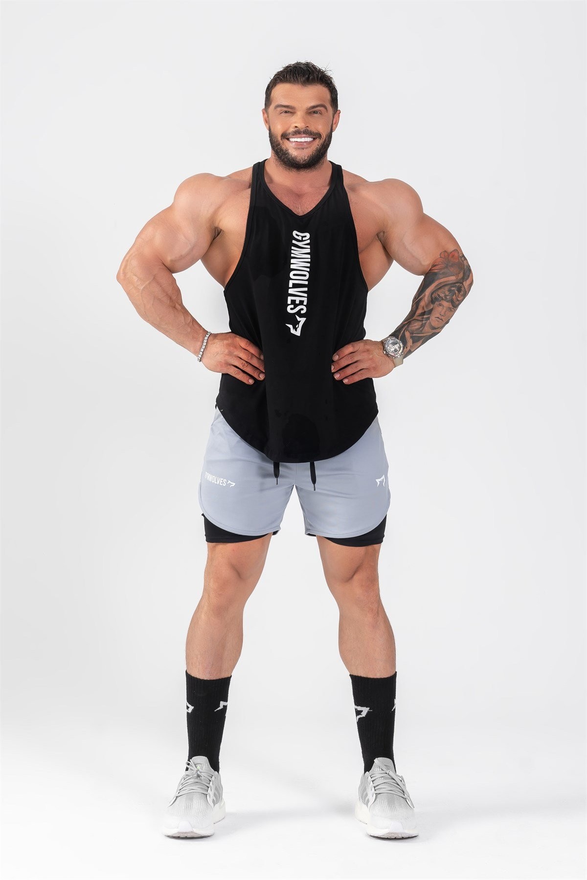 Gymwolves Erkek Spor Şort Çift Katmanlı | Light Gri | Comfortable Serisi |