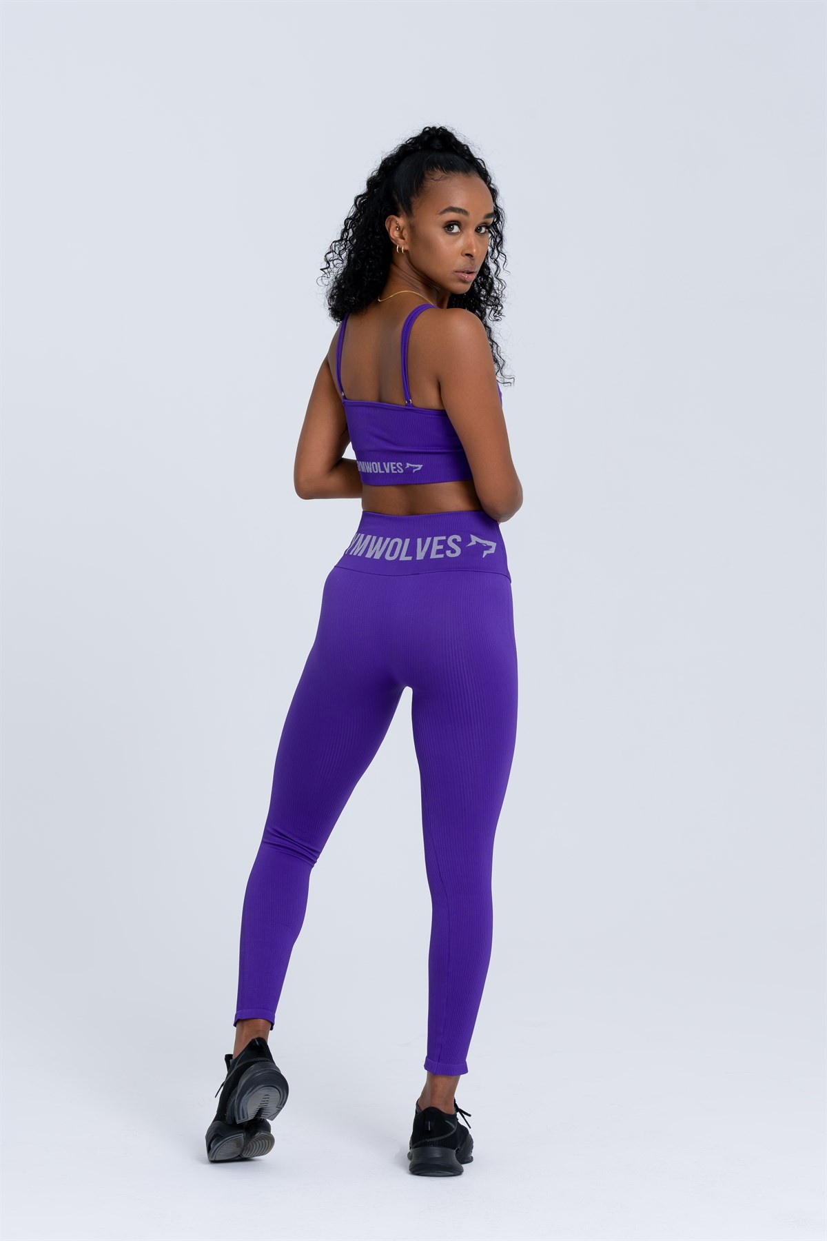 Gymwolves Dikişsiz Spor Tayt | Mor | Seamles Leggings | Fitilli | Anvelop Model |