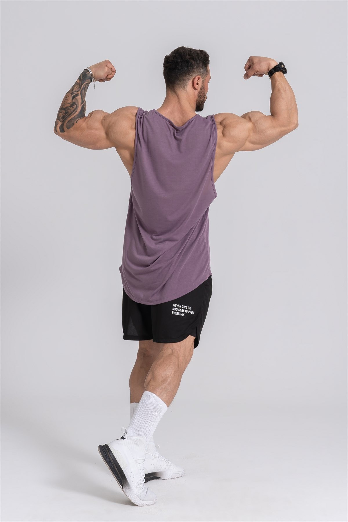 Gymwolves Erkek Kolsuz T-Shirt | Erkek Spor T-shirt | Mor | Workout Tanktop |