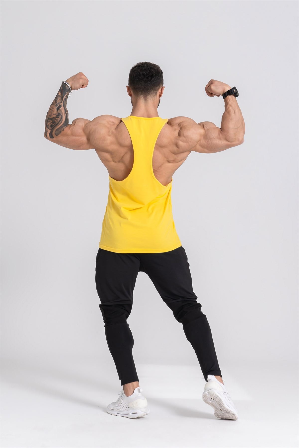 Gymwolves Erkek Spor Atleti | Stringer | Workout Tanktop | Sarı | Wolf Serisi