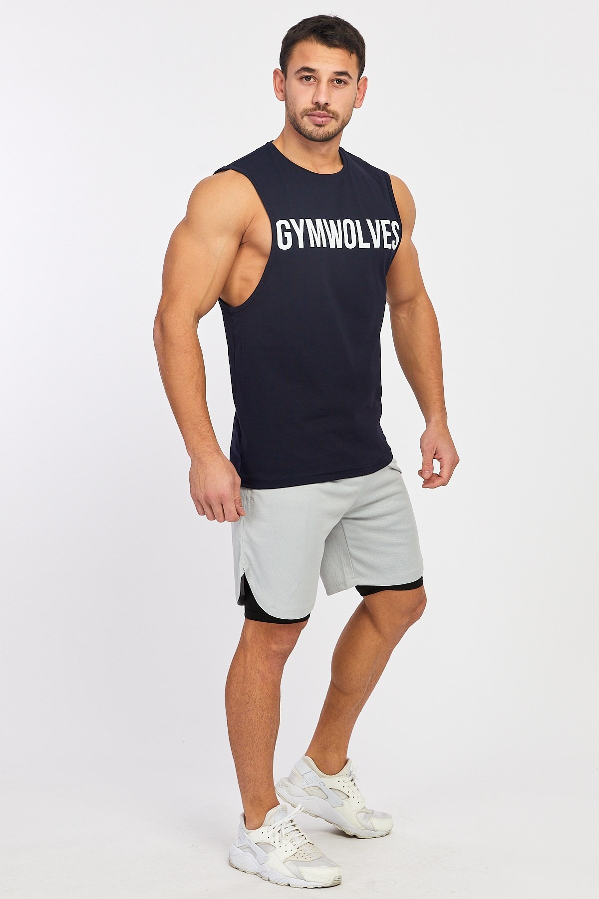 Gymwolves Erkek Kolsuz T-Shirt | Erkek Spor T-shirt | Lacivert | Workout Tanktop |