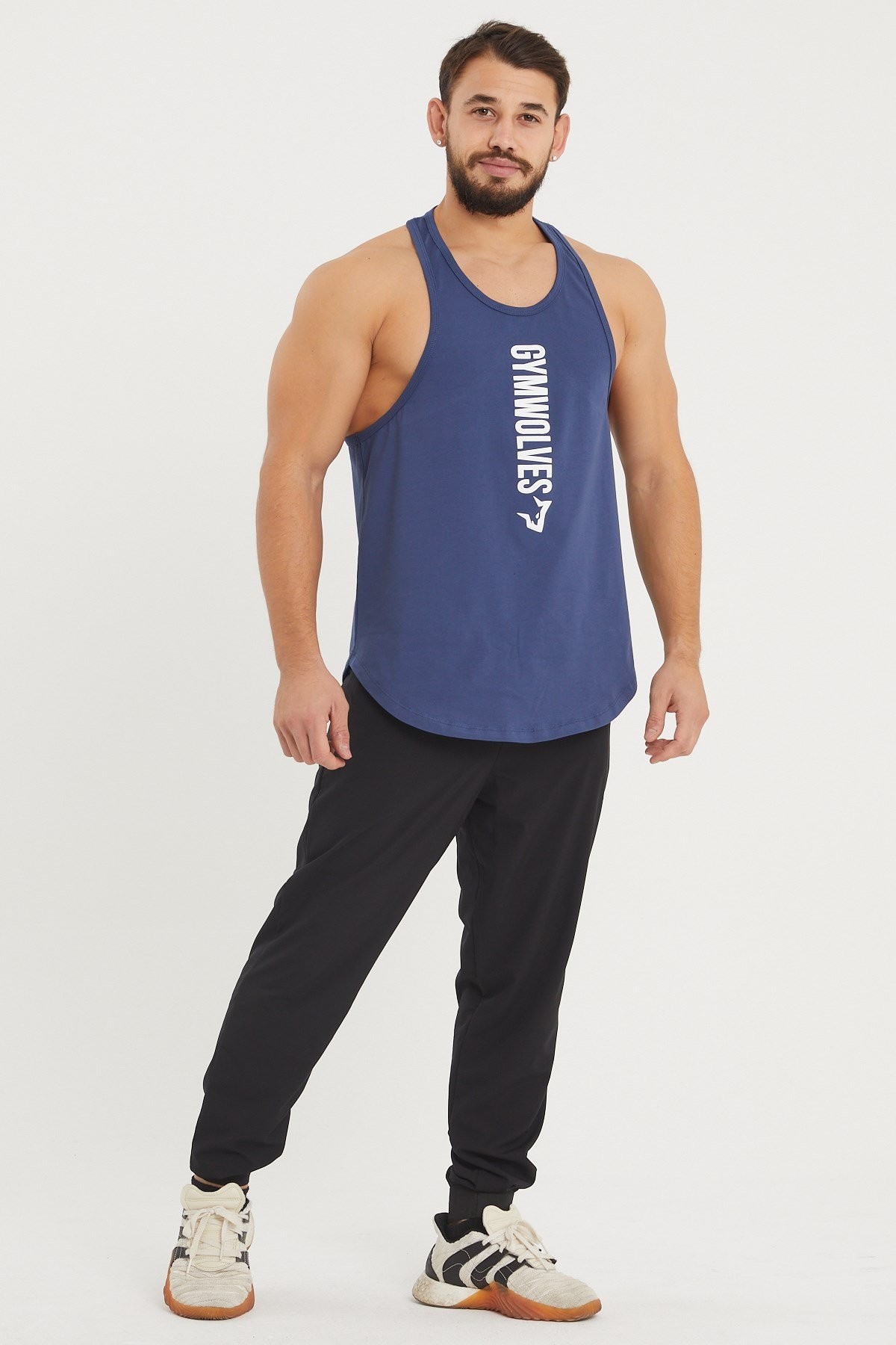 Gymwolves Spor Atleti | Stringer | Workout Tanktop | İndigo | Comfortable Serisi