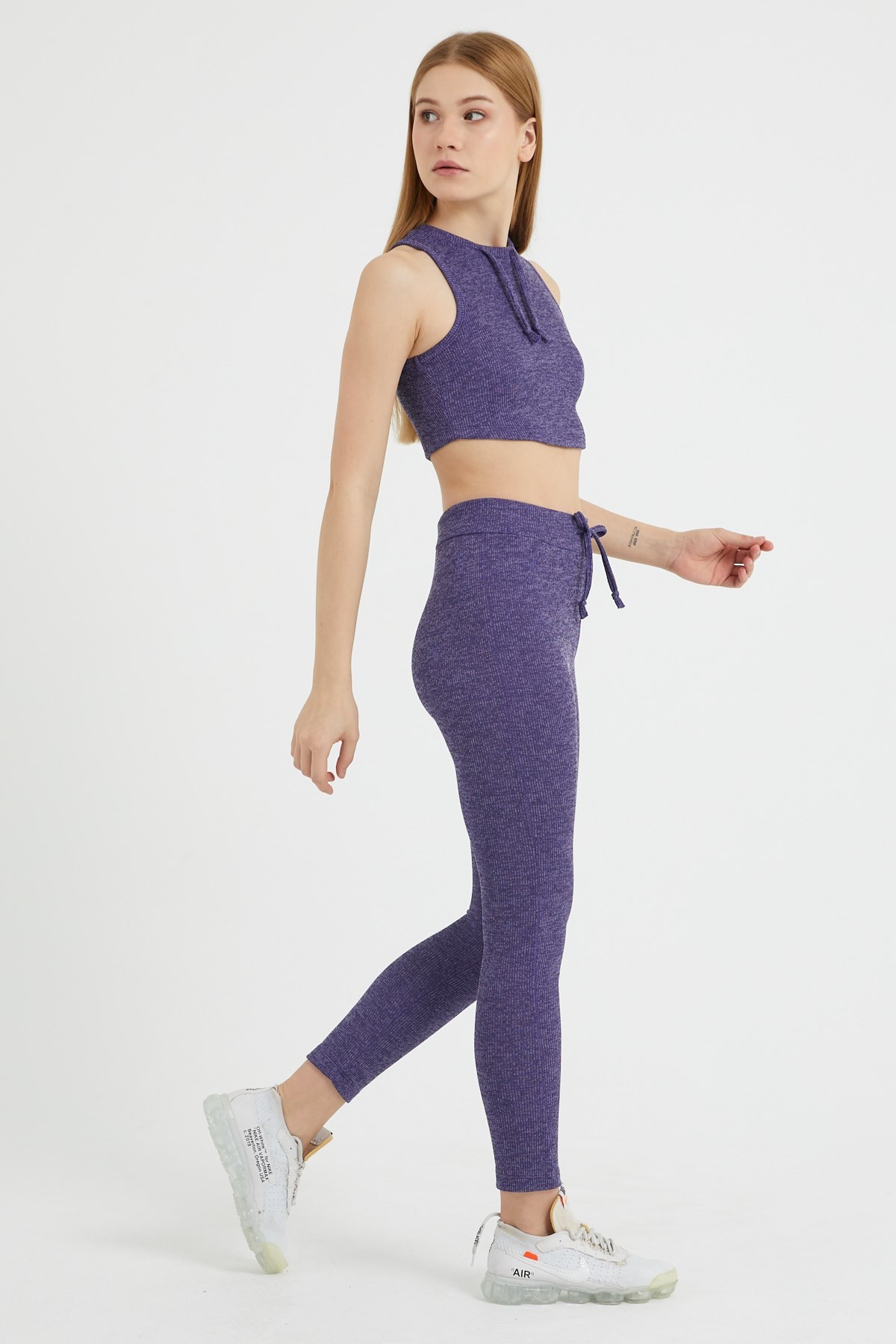 Gymwolves Kadın Eşofman Takımı 3 lü Set | Mor | Bra | Hoodie | Bottom |