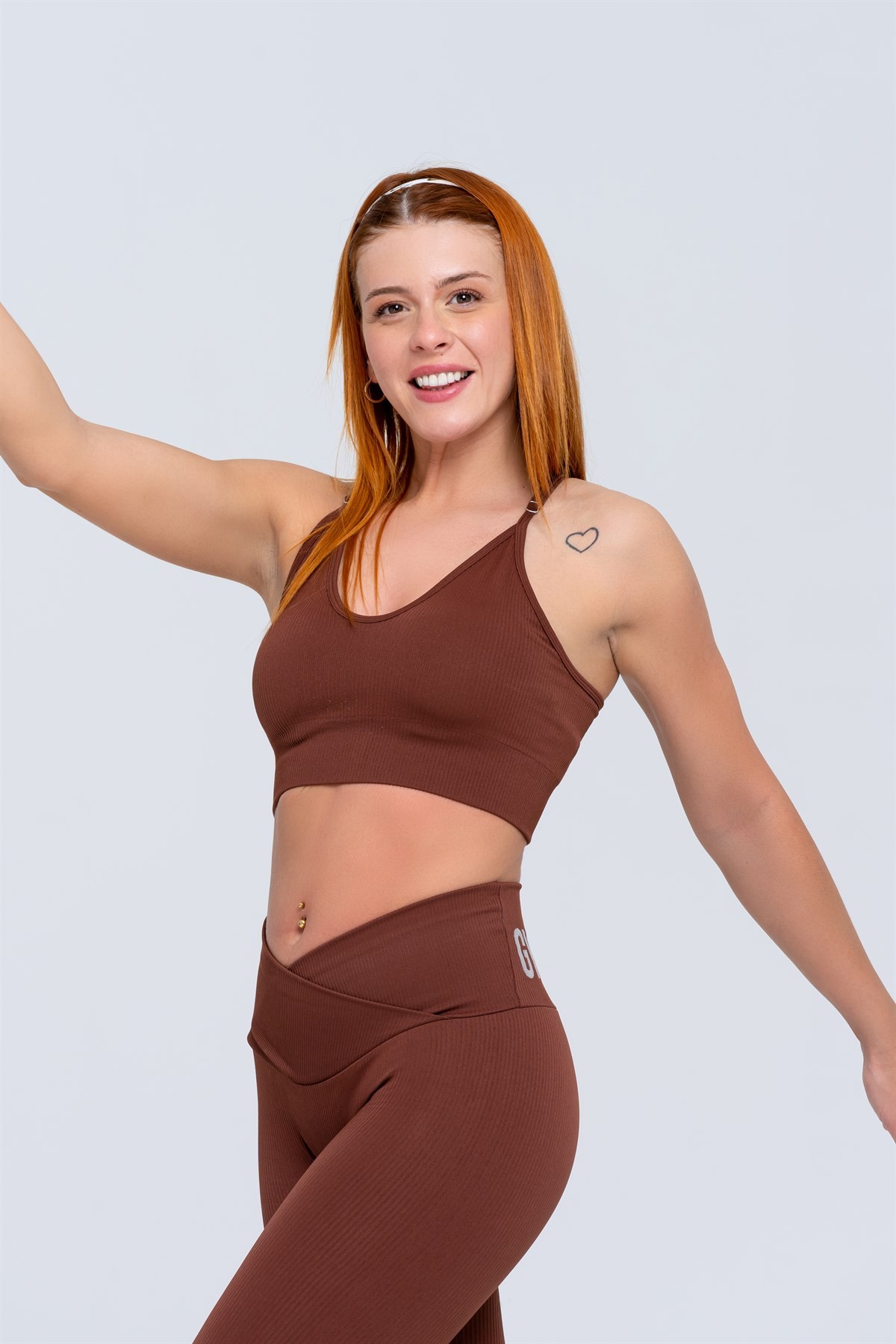 Gymwolves Dikişsiz Spor Sütyeni | Kahverengi | Seamles Bras | Fitilli Model |