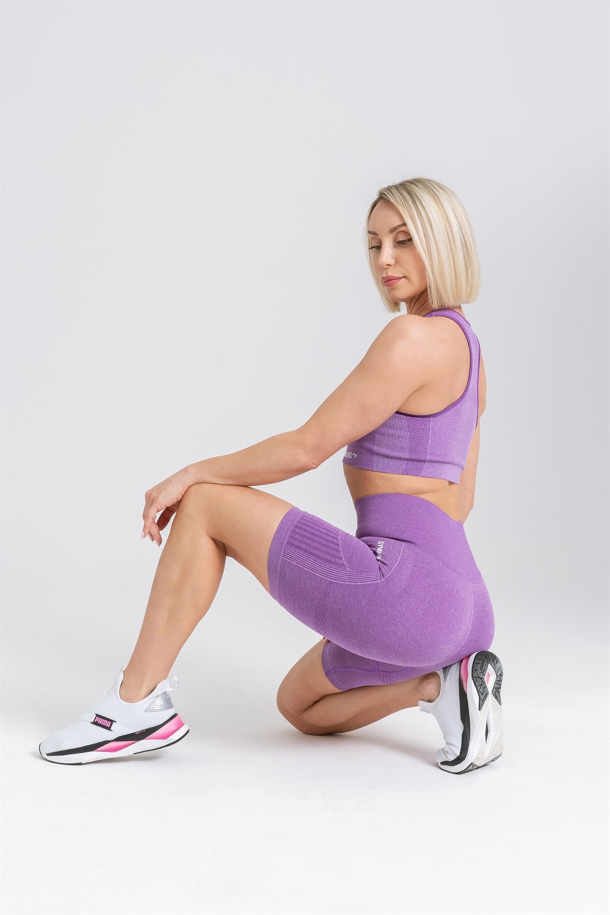 Gymwolves Kadın Spor Şort Mor | Biker | Dikişsiz Spor Şort | Enerji Serisi